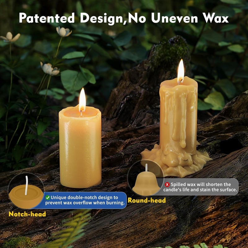 NOMFIX 20Pack 15H+ Natural Beeswax Candles Emergency Long Burning [18H+ Inside Candle Lanterns], 3“ Small Bees Wax Pillar Candle Bulk, Survival Candles for Power Outage, Camping, Hurricane - Image 2